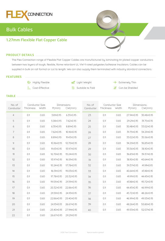 1.27mm Flexible Flat Copper Cable thumbnail