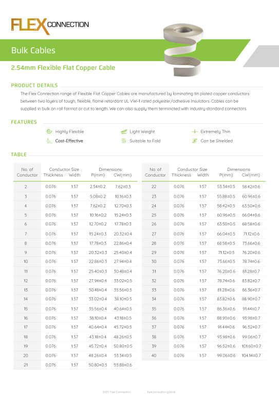 2.54mm Flexible Flat Copper Cable thumbnail