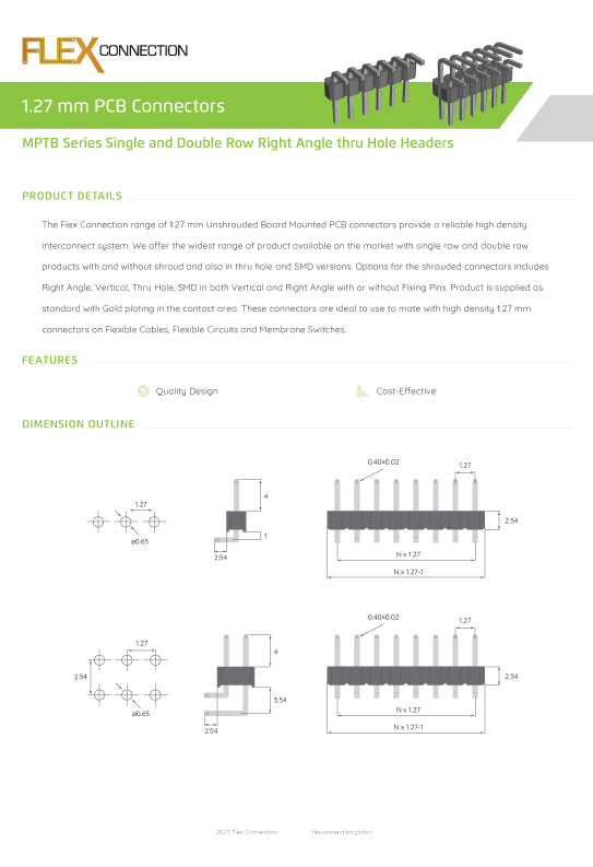 MPTB Series Single and Double Row Right Angle thru Hole Headers thumbnail