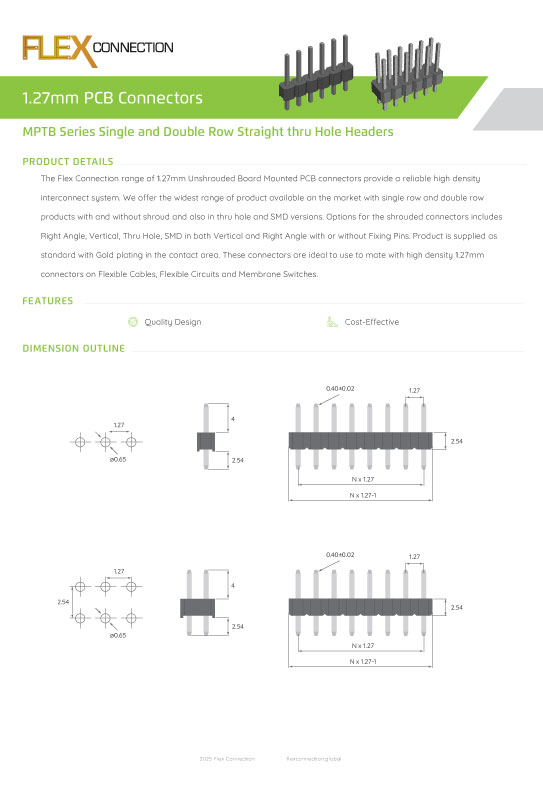MPTB Series Single and Double Row Straight thru Hole Headers thumbnail