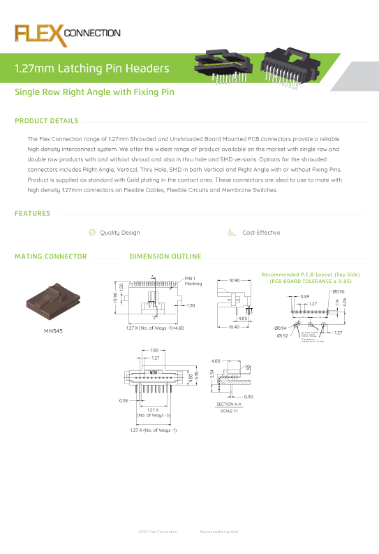 Single Row Right Angle with Fixing Pin thumbnail