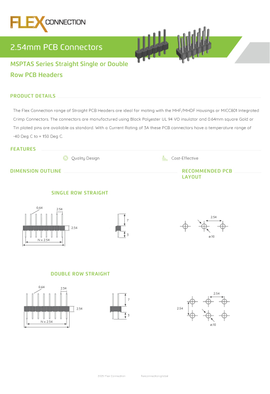 MSPTAS Series Straight Single or Double Row PCB Headers thumbnail